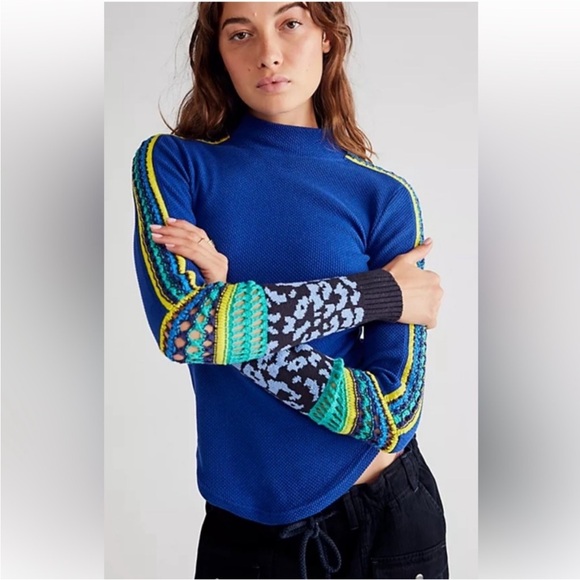 Free People Tops - Free People Switch It Up Cuff Crochet Knit Thermal Top NWOT